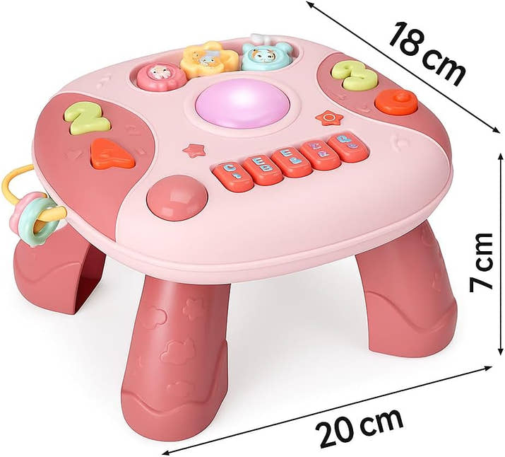 Mesa Mesinha Musical E Luzes De Atividades Criativa Educativa Infantil Didática (Rosa)