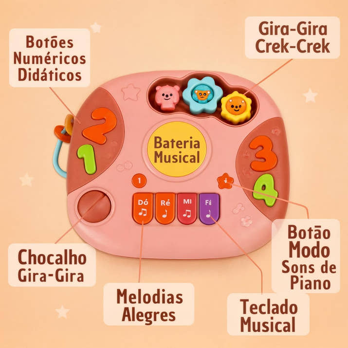 Mesa Mesinha Musical E Luzes De Atividades Criativa Educativa Infantil Didática (Rosa)