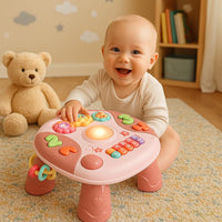 Mesa Mesinha Musical E Luzes De Atividades Criativa Educativa Infantil Didática (Rosa)
