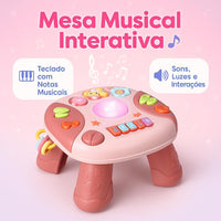 Mesa Mesinha Musical E Luzes De Atividades Criativa Educativa Infantil Didática (Rosa)